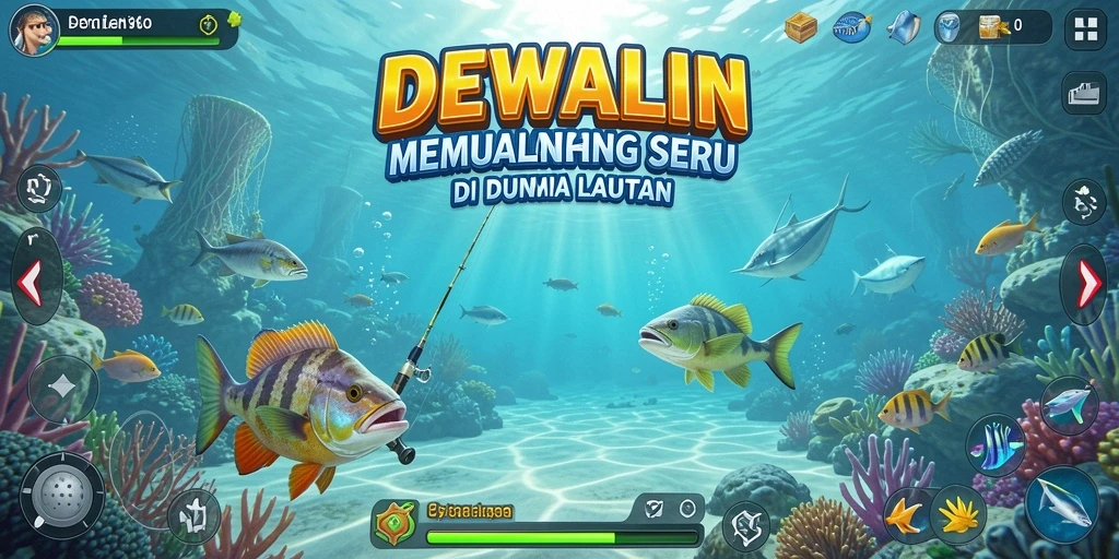 Tampilan gameplay memancing yang menantang dan menarik di DEWALIN.