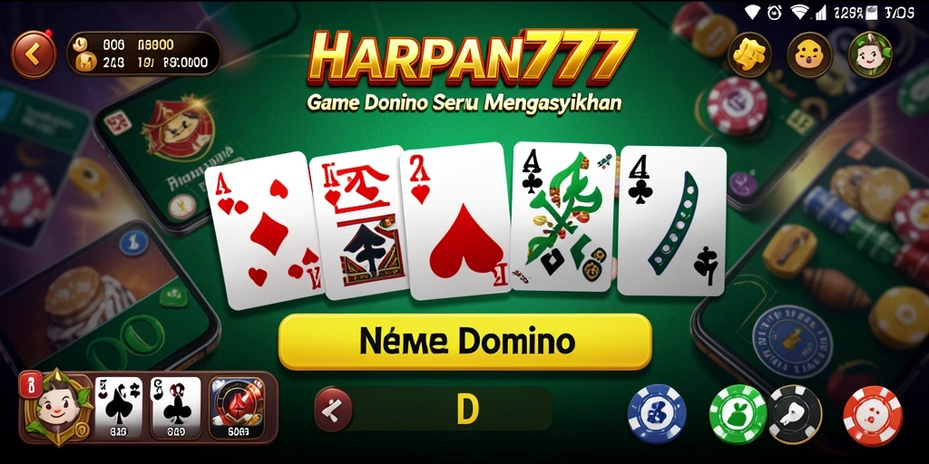 Tampilan seru permainan domino HARAPAN777 yang penuh warna.