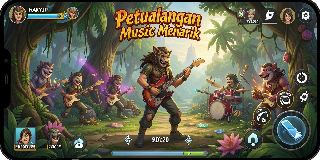 Tampilan gameplay menarik HARAPJP dengan lagu-lagu yang menantang.