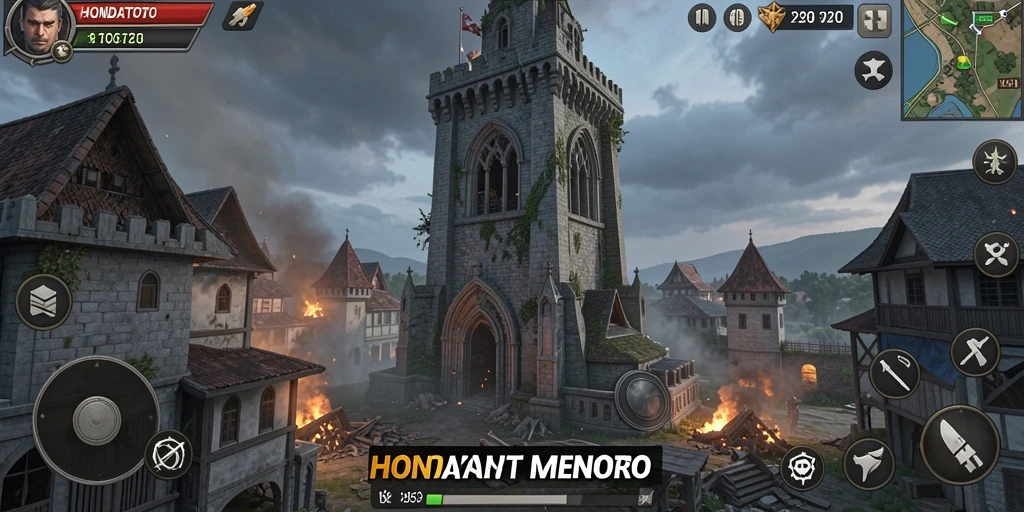 Tampilan gameplay HONDATOTO yang menarik dalam pertahanan menara.