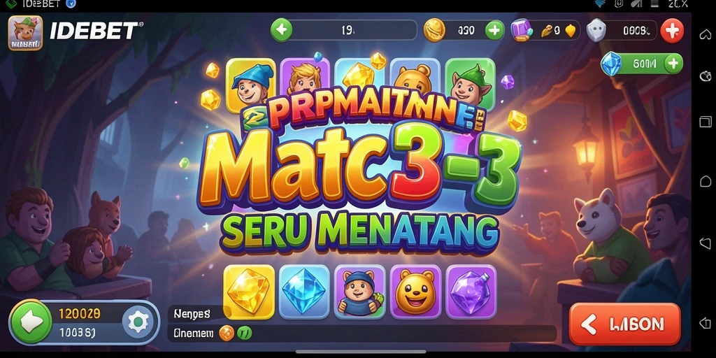Screenshot menunjukkan gameplay seru dalam permainan Match-3 IDEBET.