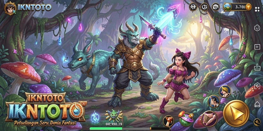 Screenshot gameplay IKNTOTO menampilkan pemain menjelajahi dunia fantasi yang menakjubkan.