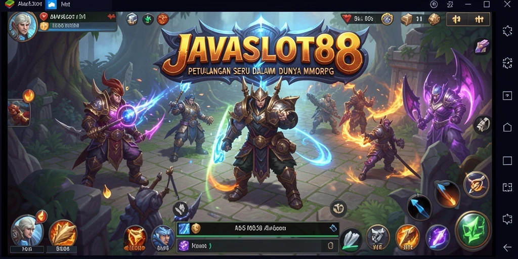 Tangkapan layar dari gameplay <strong>JAVASLOT88</strong> yang menunjukkan aksi epic dalam pertempuran MMORPG.