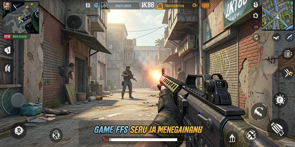 Tampilan menegangkan dari gameplay FPS JKT88 yang mendebarkan.