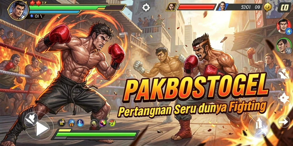 Screenshot gameplay PAKBOSTOGEL yang menunjukkan aksi bertarung yang seru.