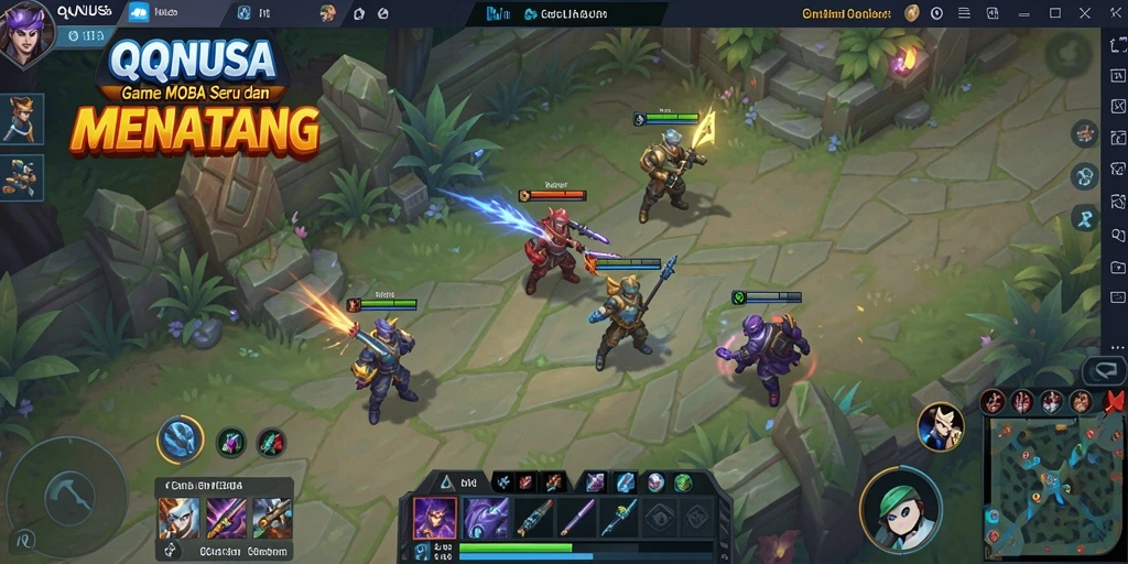 Tangkapan layar gameplay QQNUSA menunjukkan pertarungan epik antar tim MOBA.