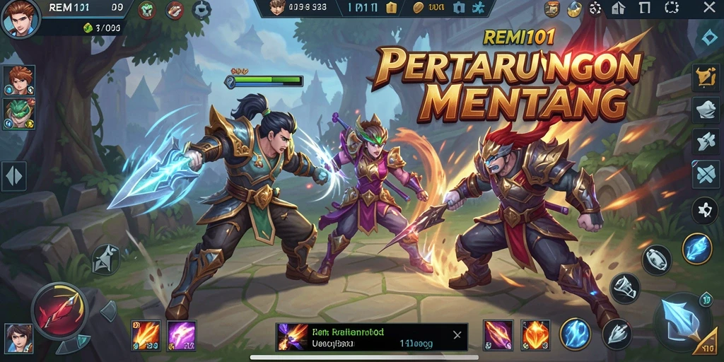 Tangkapan layar gameplay <strong>REMI101</strong> dengan pertarungan seru antar pemain.