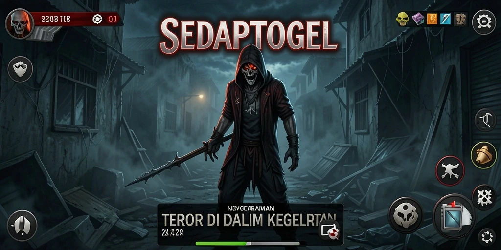 Tangkapan layar menampilkan suasana mencekam SEDAPTOGEL dengan efek visual menakutkan.