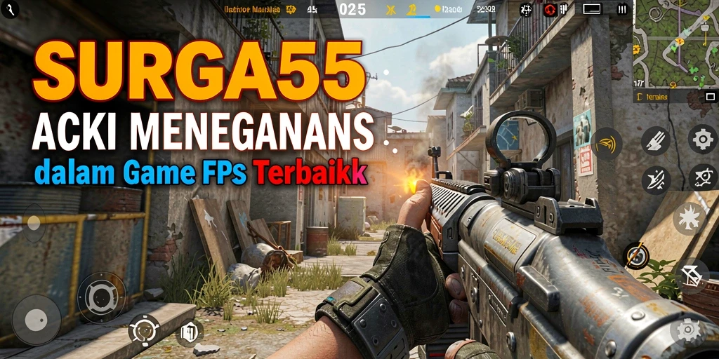 Screenshot menunjukkan aksi pertempuran intens dalam SURGA55.