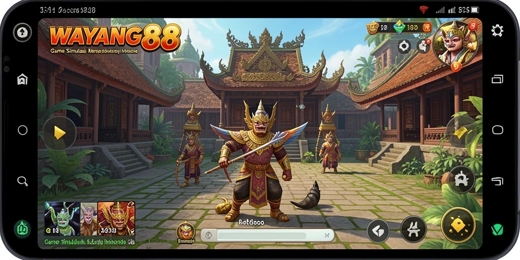 Tampilan gameplay WAYANG88 dengan karakter wayang yang menarik.